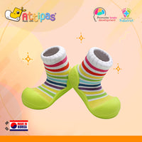 Attipas Baby Shoe Socks With Rainbow Green - Large (SALE ITEM)