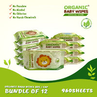 Organic Baby Wipes Nature 80's with cap Pack of 12