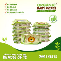 Organic Baby Wipes Nature 80's Pack of 12
