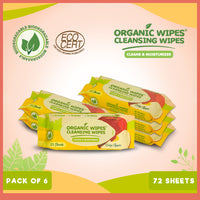 Organic Wipes Cleansing Wipes Crisp Apple 12s pack of 6