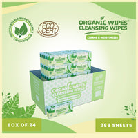 Organic Wipes Cleansing Wipes Refreshing Cucumber 12s pack of 24