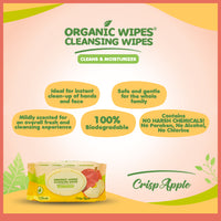 Organic Wipes Cleansing Wipes Crisp Apple 70s pack of 6