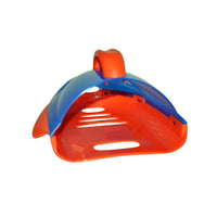 back view of Babyhood Orange and Blue Bath Toy Holder