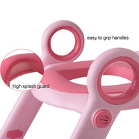 grip handles of Babyhood Pink Step Potty