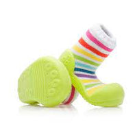 side and sole view of Attipas Rainbow Green shoes