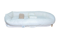 side view of Little Green White Mesh Baby Soft Bed