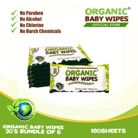 Organic Baby Wipes 30's Extra Large Pack of 6