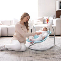 mother with child on Ronbei Blue Basic Baby Swing