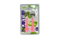 flat view of Berz UK Pink Bunny Fork & Spoon