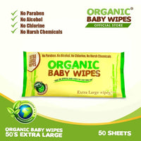 Organic Baby Wipes 50's Extra Large SINLGE