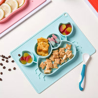 Little Green Blue Crab Silicone Placemat Plate with food