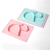 Little Green Pink and Blue Whale Silicone Placemat Plate