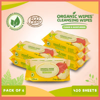 Organic Wipes Cleansing Wipes Crisp Apple 70s pack of 6