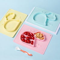 Little Green Whale Silicone Placemat Plate with food